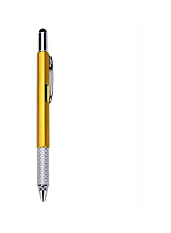 6 In 1 Multitasking Pen With RulerLevel Gauge Ballpoint Pen Stylus And Screw Drivers Yellow